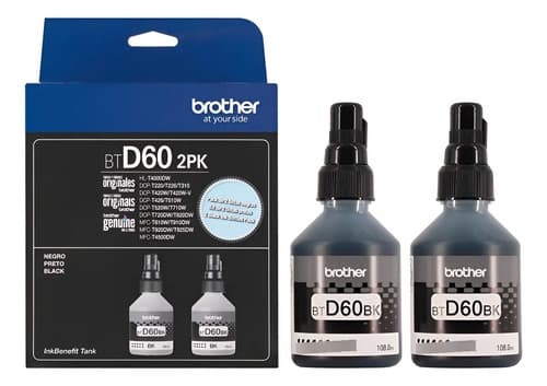 Combo Tinta Brother D60 X2 T220 T420 T720dw T4500dw Original 2 Botellas Negras