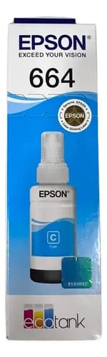 Tinta Original Epson 664 Cyan Cian Azul 70ml T664220 (vencido) Para Ecotank L110 L120 L200 L210 L350 L355 L395 L396 L555 L565 L656 L1300 Hf