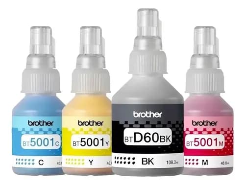 Combo Tinta Brother 4 Colores Bt5001 Y Btd60bk