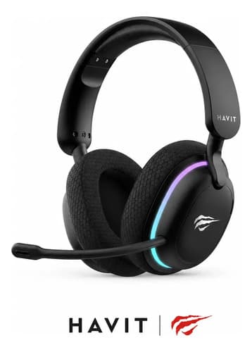 Auriculares Gamer Inalámbricos 7.1 Havit Fuxi-h7 2.4ghz Bluetooth Usb 3.5mm Color Negro Luz Rgb