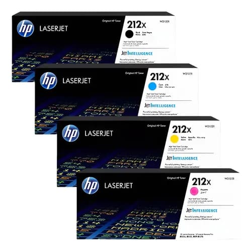 Combo Toner Hp 212x Negro Cian Magen Amari M554 M555 M578 Negro, Cian. Amarillo, Magenta