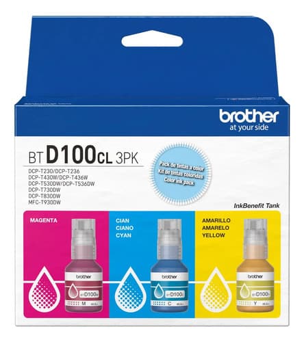 Pack Tintas Brother Btd100 - Cian, Magenta Y Amarillo Tinta Cian