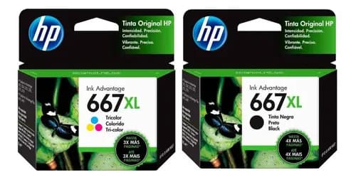 Combo Cartuchos Hp 667xl Negro Y Tricolor Adventage Original