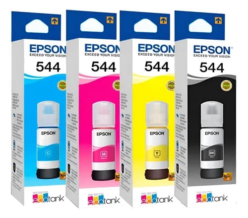 Tinta Epson T544 Original 70 Ml X4 Colores 544 L3110 L3150 Negro/magenta/cyan/amarillo