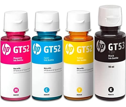 Kit 4 Botellas Tinta Hp Gt52 Gt53 315 415 520 580 581 615 Amarillo, Negro, Cyan, Magenta