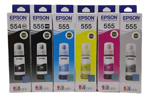 Kit X6 Tintas Epson T554 Negro + T555 Colores Colores